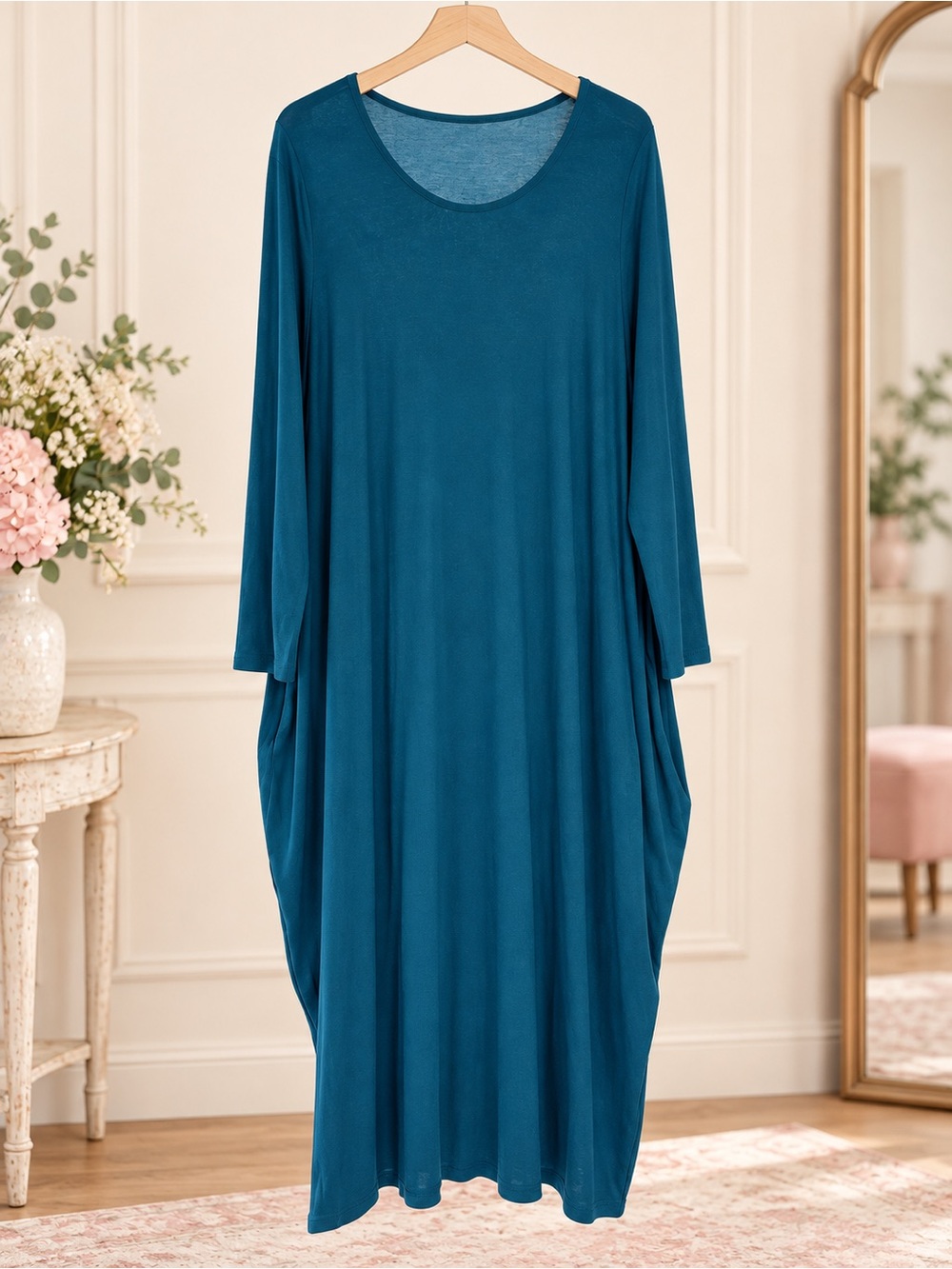 Azules Teal Long-Sleeve Maxi Dress
